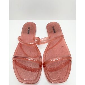 Steve Madden Sandals‎ Womens Size 8 Pink Jelly Double Straps Slip On